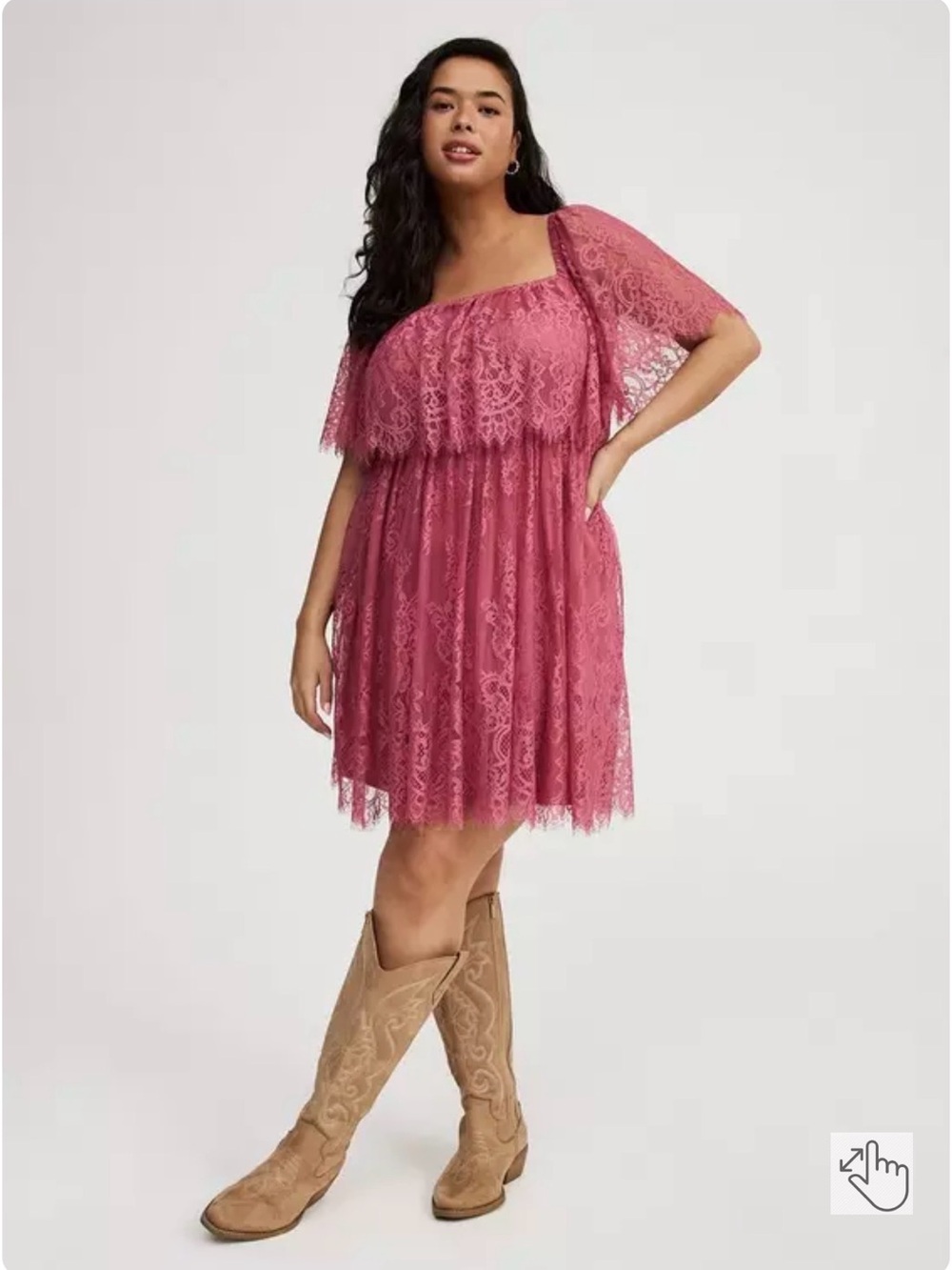torrid Dusty Rose Lace Mini Dress with Flutter Sleeves